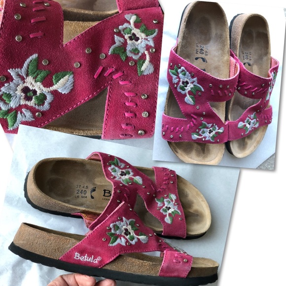 Birkenstock Shoes - BIRKENSTOCK BETULA PINK EMBROIDERED SHOES SANDALS